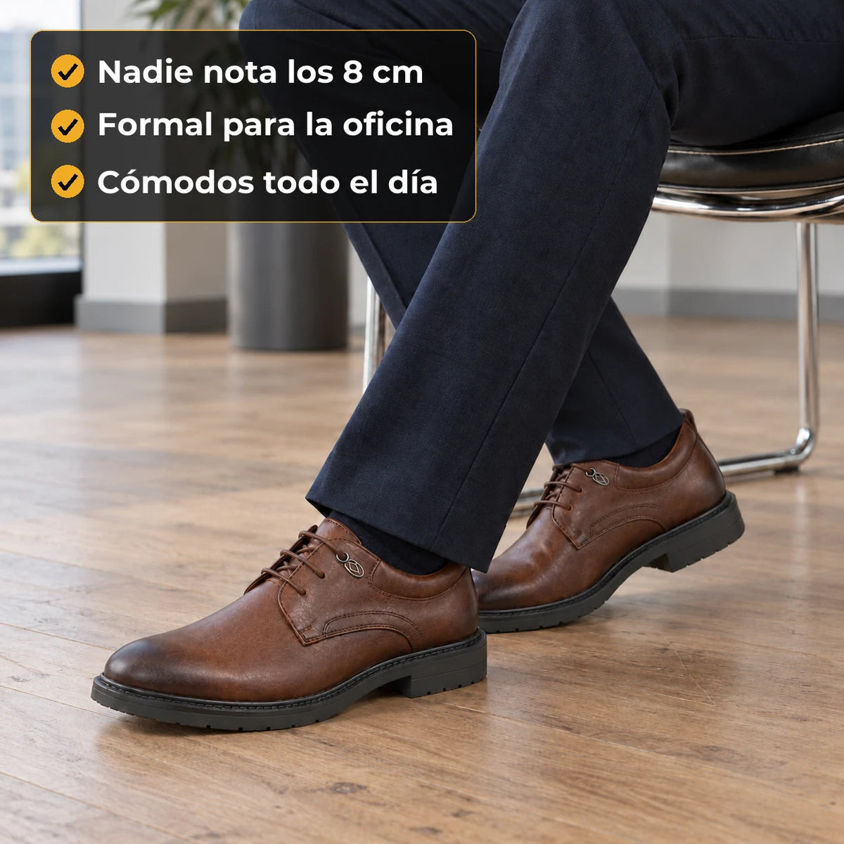 johnson state brown en la oficina: nadie nota los 8 cm, formal y cómodo todo el día